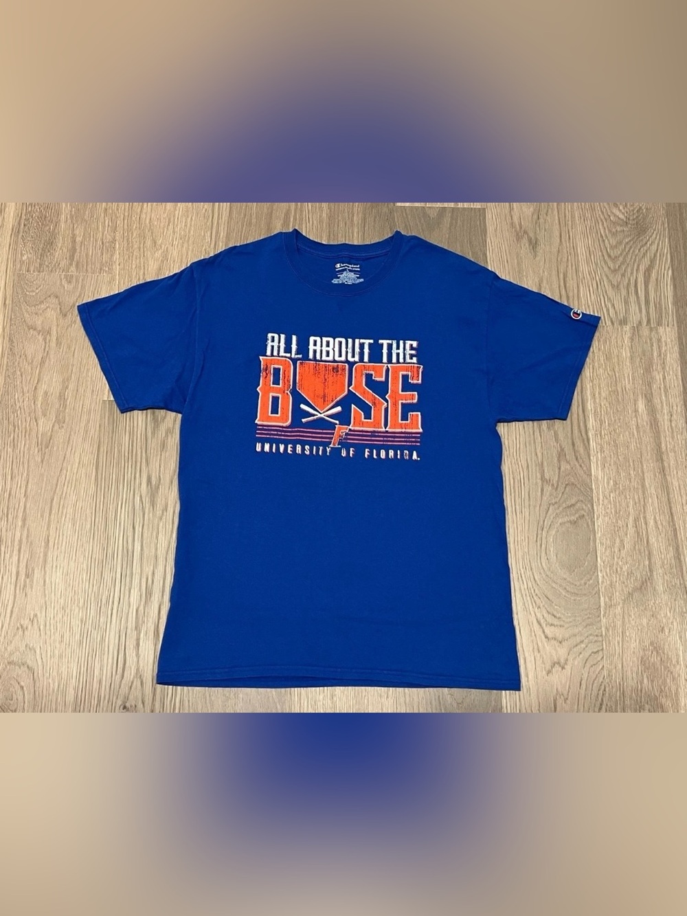 L Champion Florida GATORS SOFTBALL Top Tee Shirt UF Blue ALL ABOUT BASE Baseball